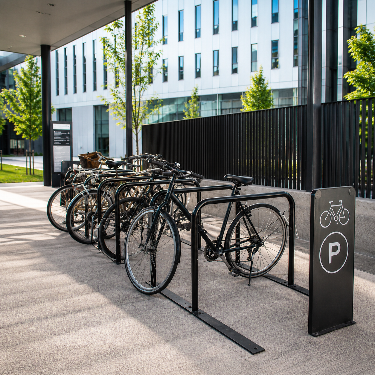 Parking à vélos sécurisés en entreprise sur rails soudés installé par LOQY